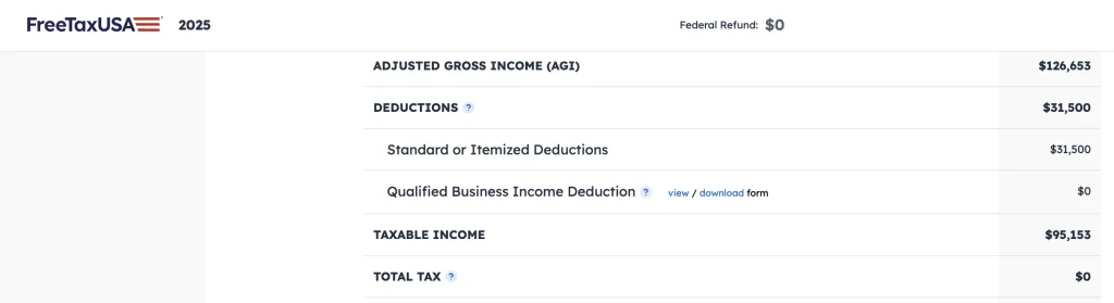 2025 US tax filing with $0 refund