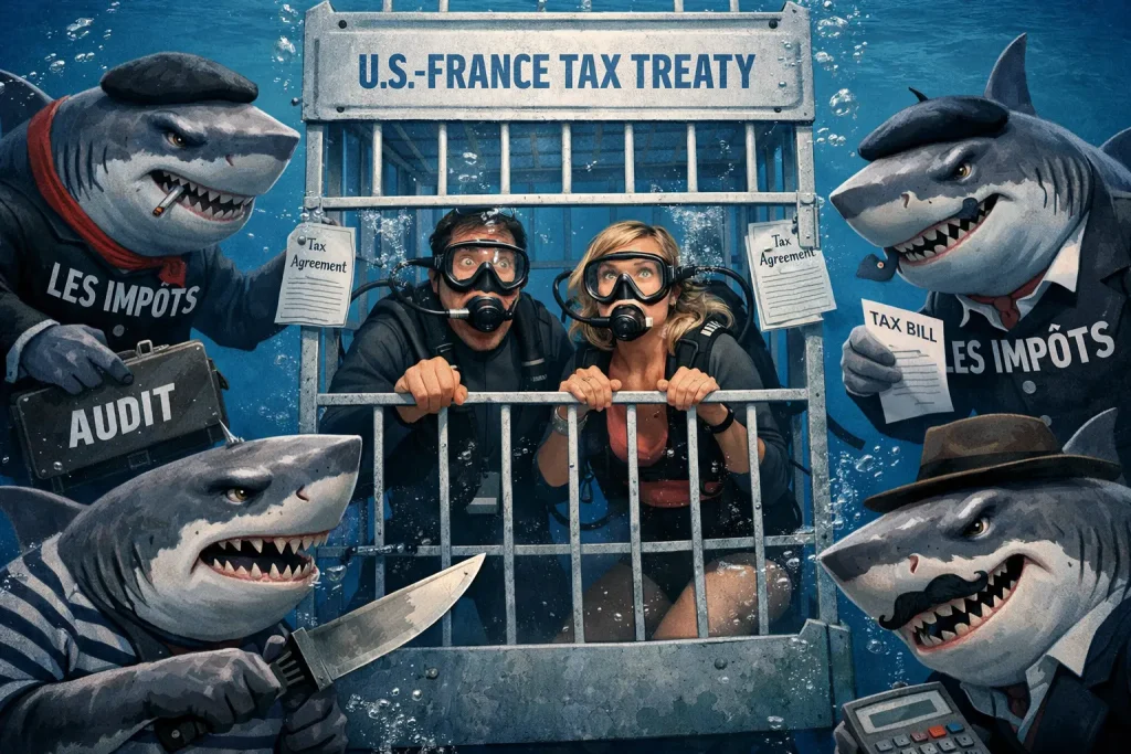 American divers surrounded by French tax agency sharks protected by US-France tax treaty cage